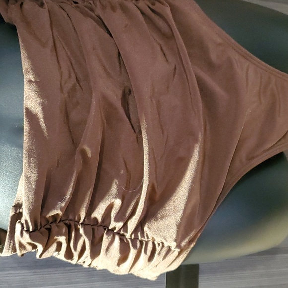Brown Ruched High-Waisted Bikini Bottom - Picture 2 of 2
